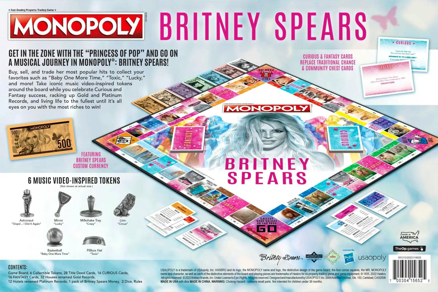 Toxique, absolument fou et pour les bébés : le Monopoly pour les fans de Spears.  (Crédit : The Op Games) 