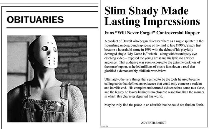 La nécro de Slim Shady dans le Detroit Free Press  - Detroit Free Press