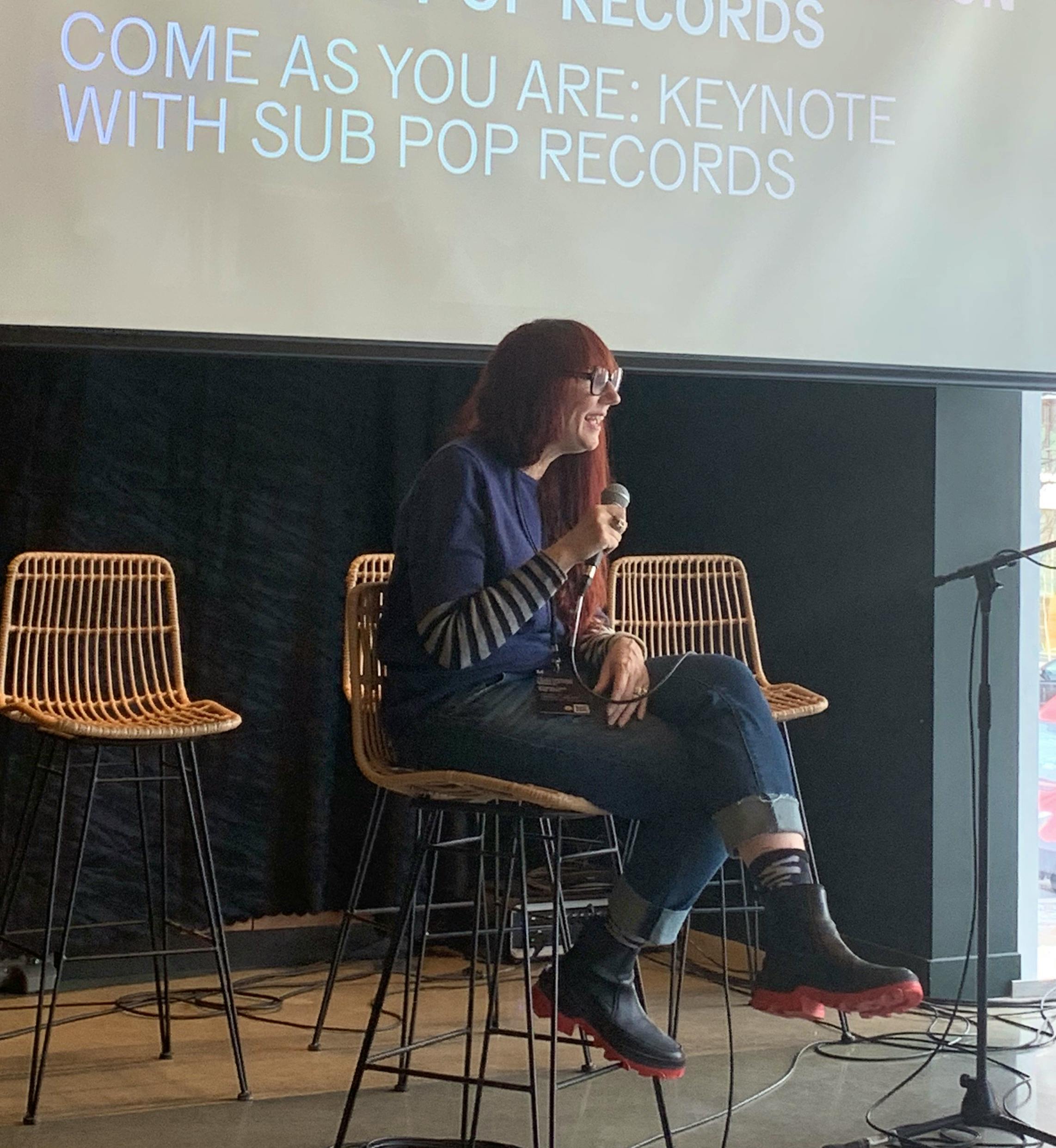 Megan Jasper, CEO von Sub Pop, bei einem Panel des M For Montreal Festivals